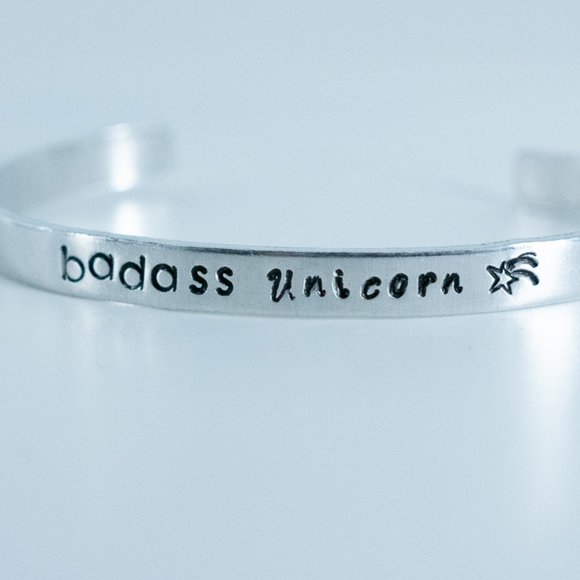 Badass Unicorn Stamped Aluminum Bracelet Adjustable - Picture 1 of 3